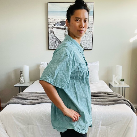 Columbia Teal Men's Short Sleeve Button Shirt (XXL) - Picture 8 of 14